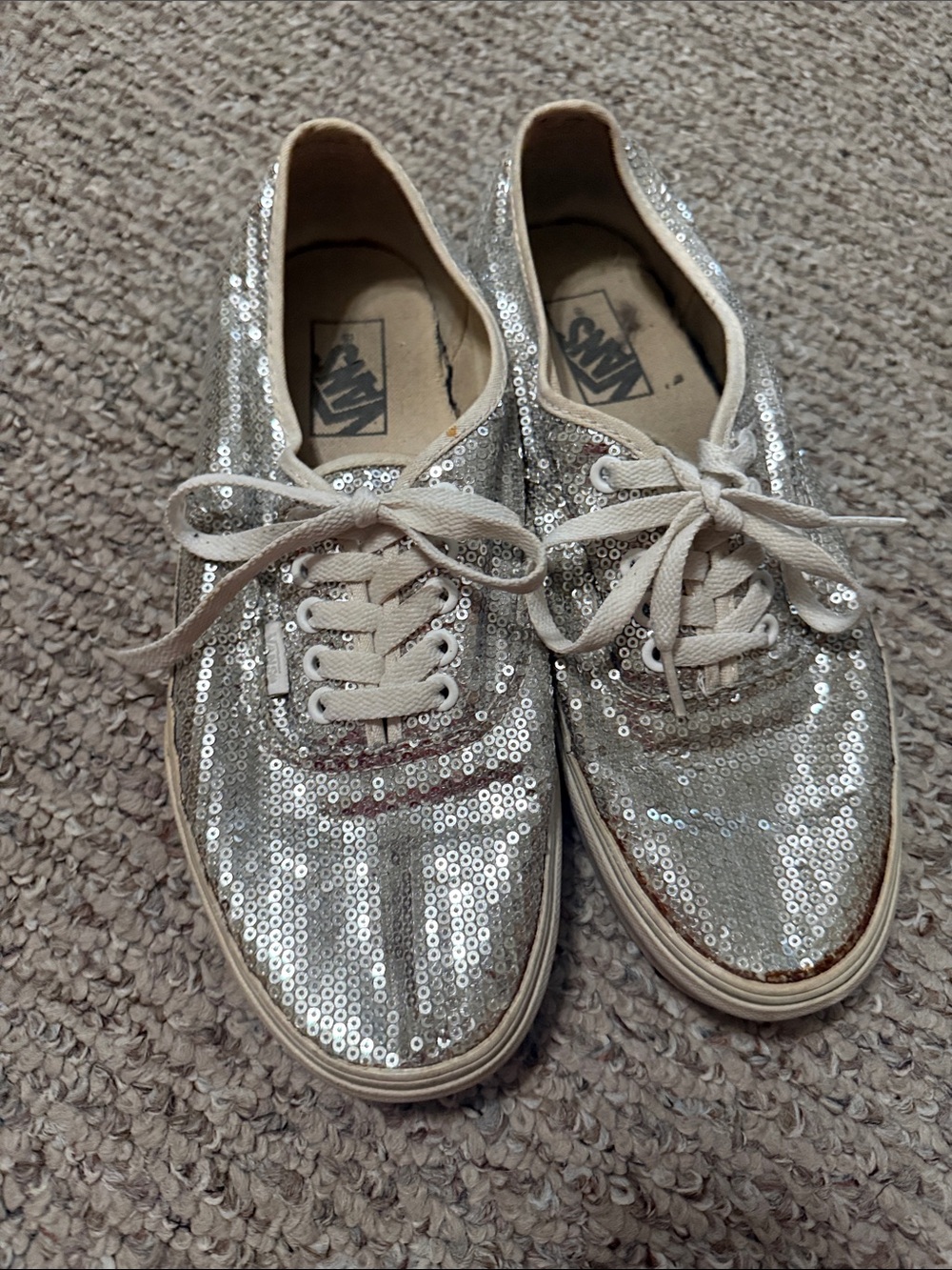 Vintage Vans Silver Sequin Low Top Sneakers Mens 8.5 Womens 10